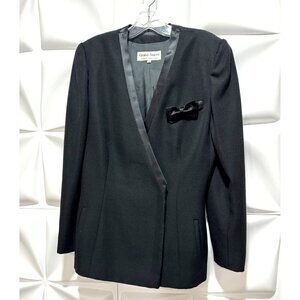 Giorgio Armani 42 Sz 6 Black Wool Silk Double Breasted Tuxedo Blazer Jacket